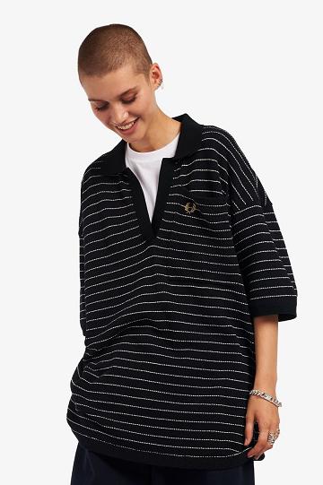 Fred Perry Textured Stripe Neulottu Naisten Paidat Laivastonsininen | FI 1062ZUTG
